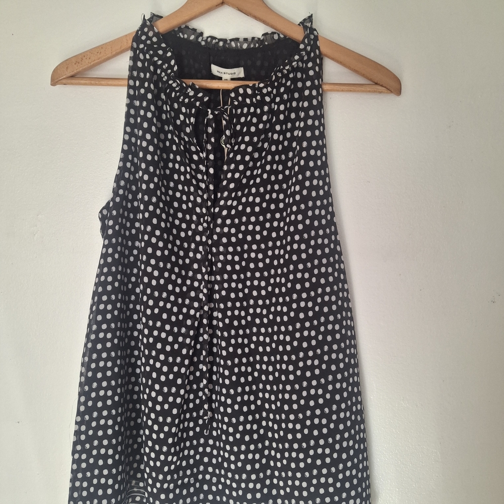 Max Studio Black and White Polka Dot Sleeveless Camisole